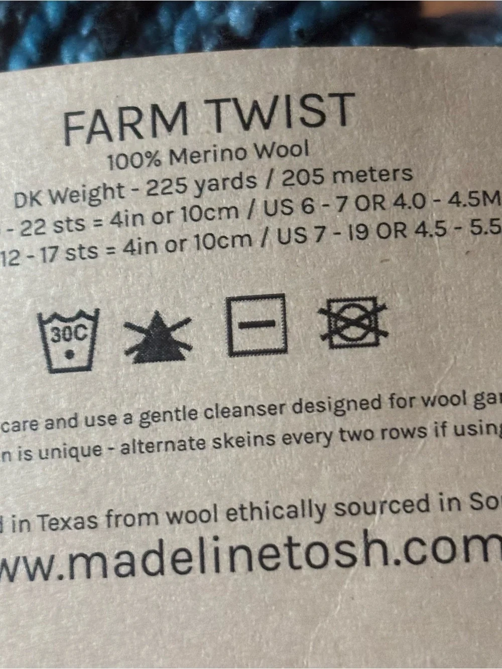 Madelinetosh Yarn Lot of 4 Farm Twist DK 100% Merino Wool Teal Blue Speckle NWT